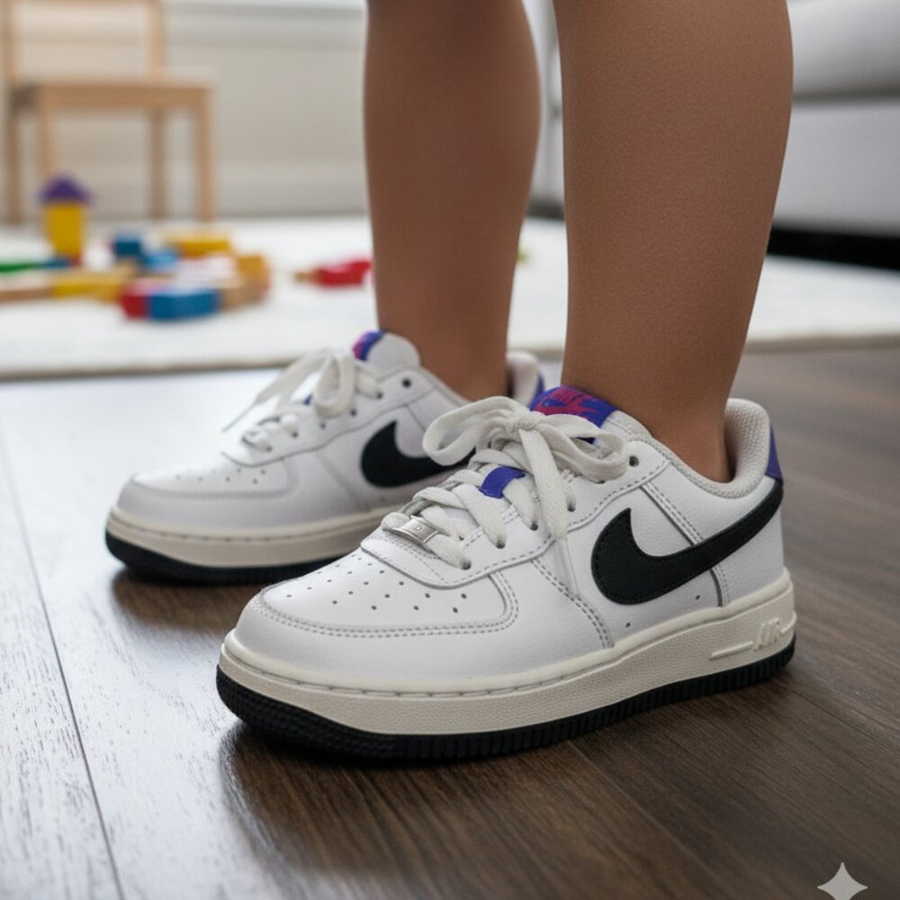 Nike Force 1 (PS) Summit White Black Sneakers-12c - Picture 2 of 10